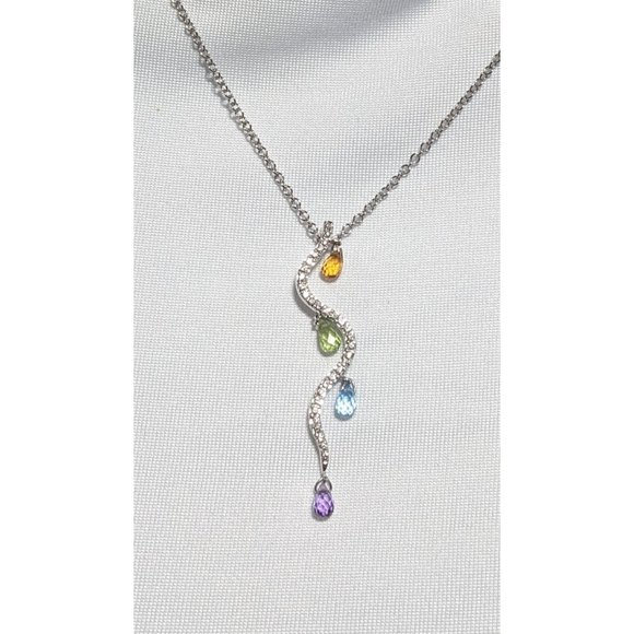Unique White Gold Diamond Gemstone Necklace